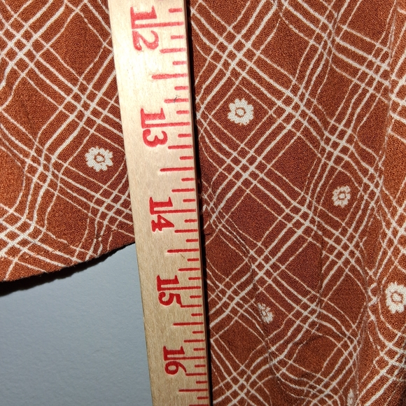 Rewind Rust Plaid Ruffle Blouse - Picture 7 of 7